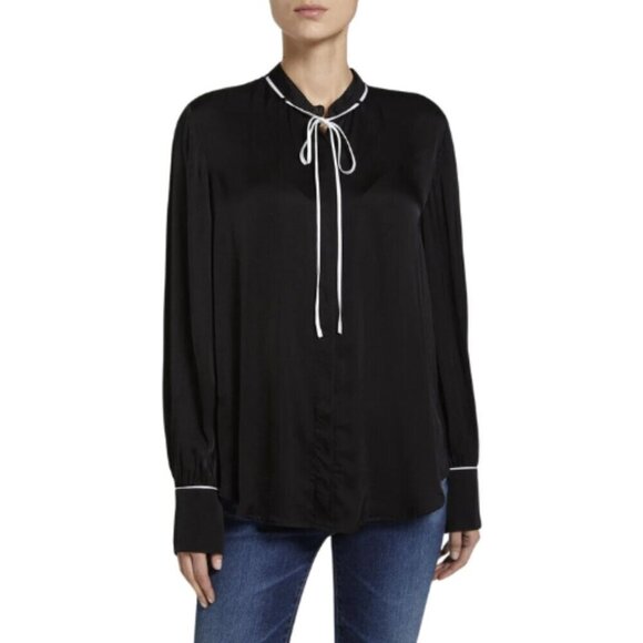 AG Adriano Goldschmied Womens Medium Winslet Blouse In True Black - Picture 1 of 13